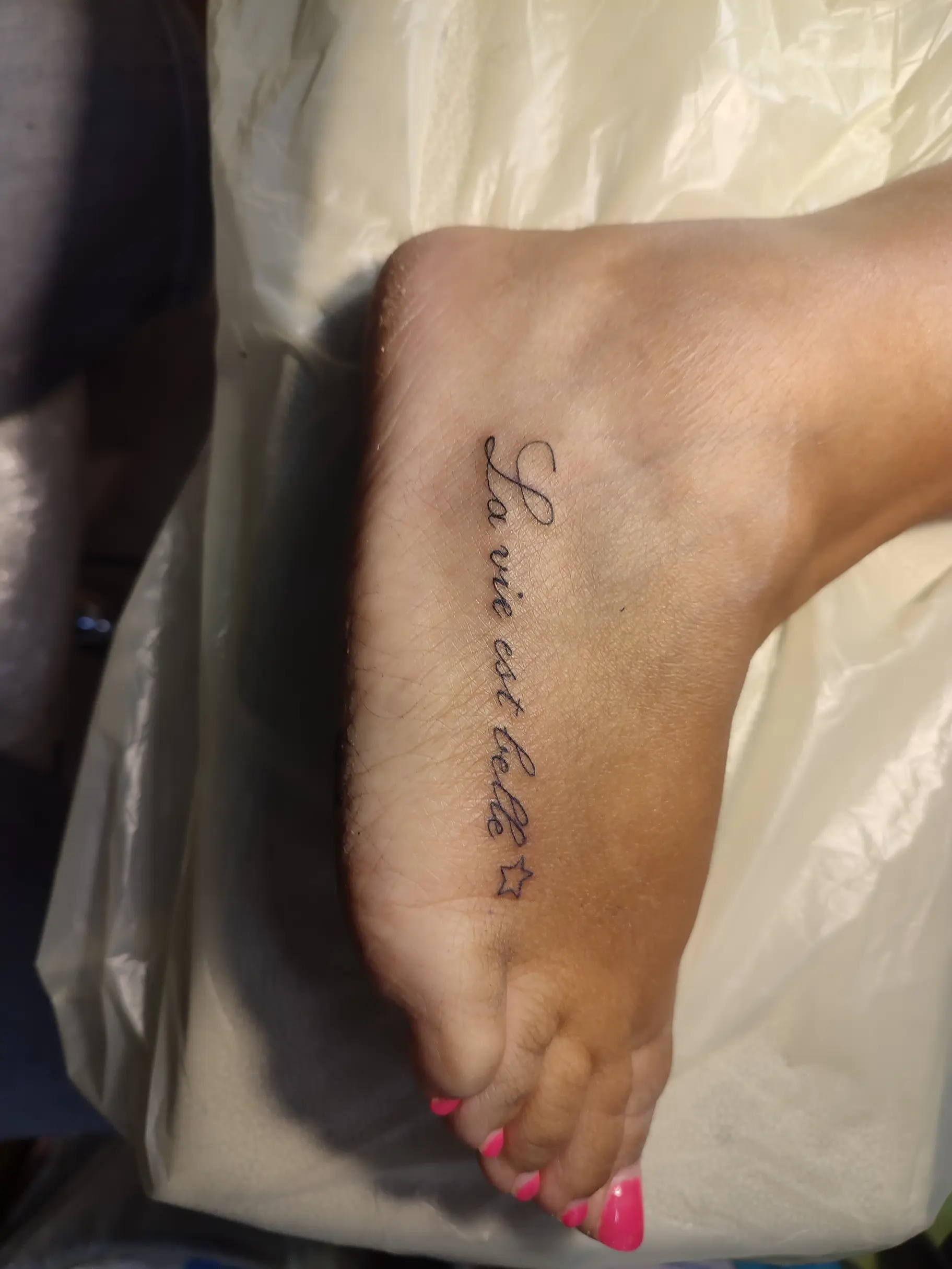 Small micro tattoo on a low-pain area of the body