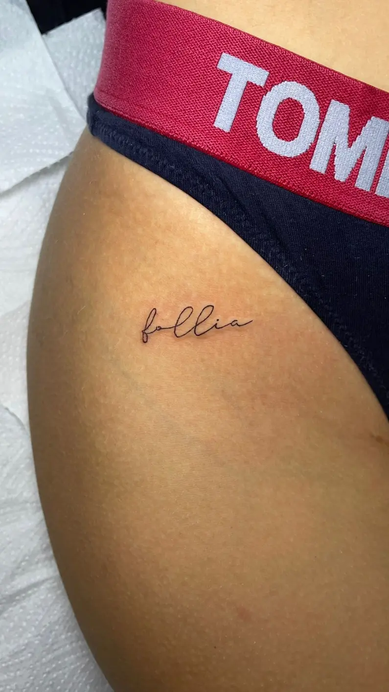Delicate fine line tattoo, Midnight Thunder Rovinj